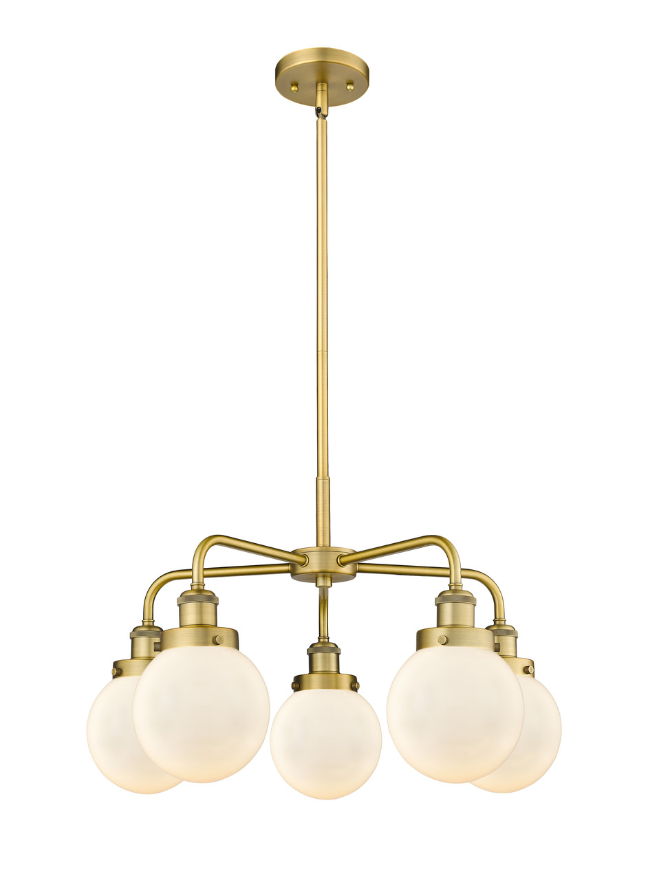INNOVATIONS 916-5CR-BB-G201-6 Beacon 5 24 inch Chandelier Brushed Brass