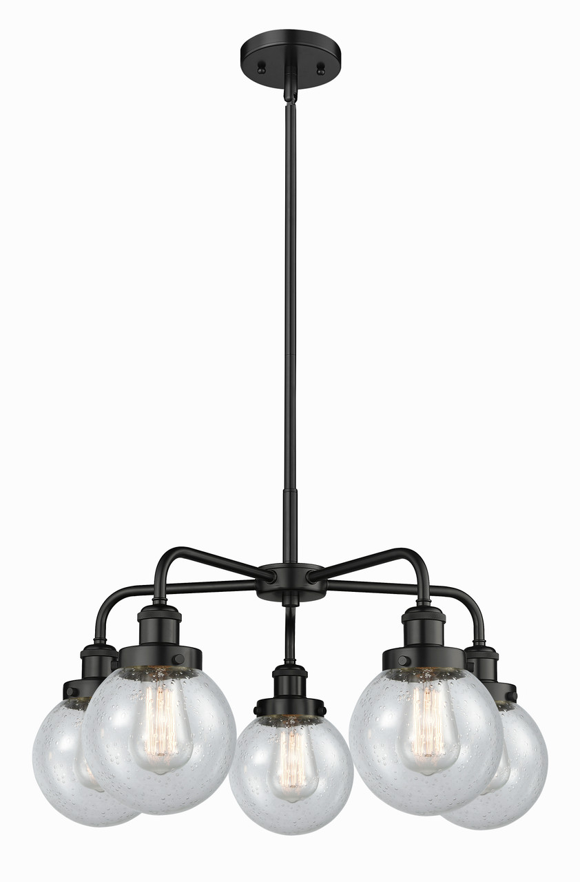 INNOVATIONS 916-5CR-BK-G204-6 Beacon 5 24 inch Chandelier Matte Black