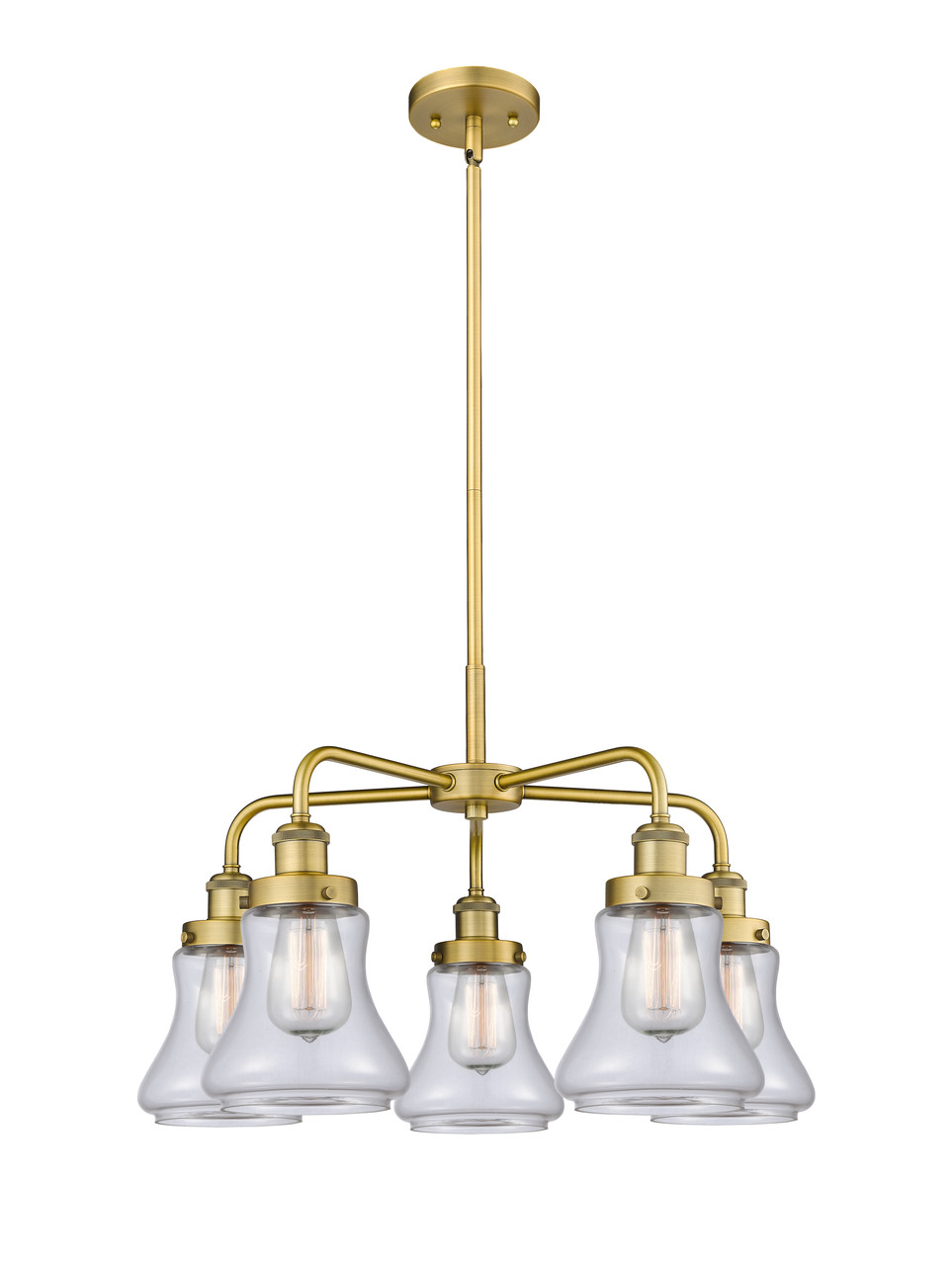 INNOVATIONS 916-5CR-BB-G192 Bellmont 5 24 inch Chandelier Brushed Brass