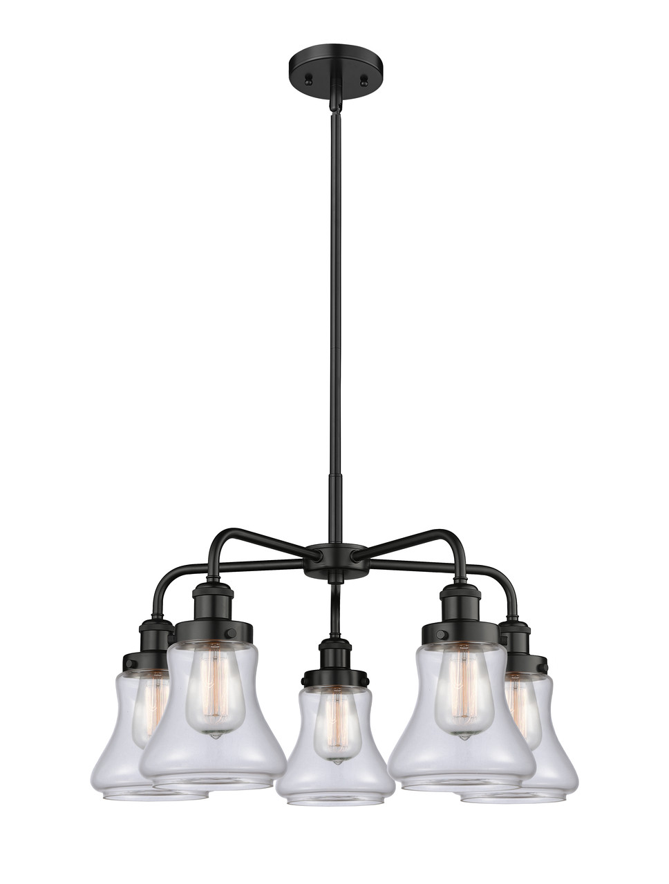 INNOVATIONS 916-5CR-BK-G192 Bellmont 5 24 inch Chandelier Matte Black