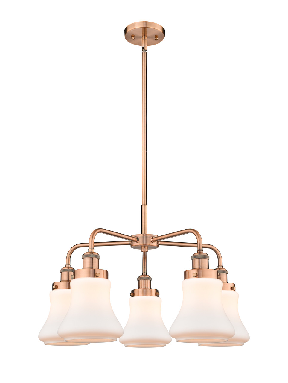 INNOVATIONS 916-5CR-AC-G191 Bellmont 5 24 inch Chandelier Antique Copper