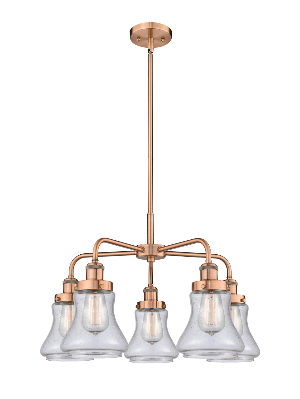 INNOVATIONS 916-5CR-AC-G194 Bellmont 5 24 inch Chandelier Antique Copper