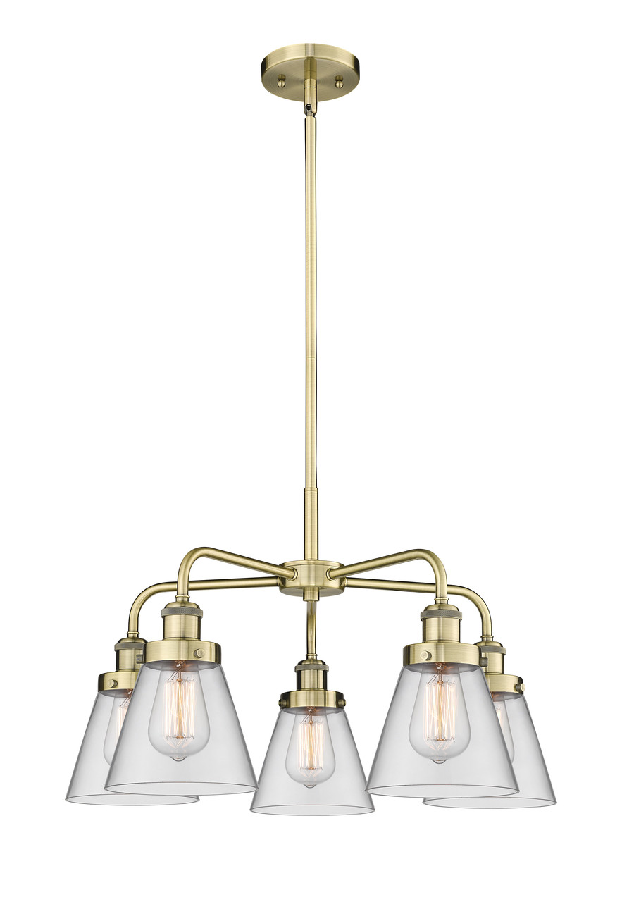 INNOVATIONS 916-5CR-AB-G62 Cone 5 24.25 inch Chandelier Antique Brass