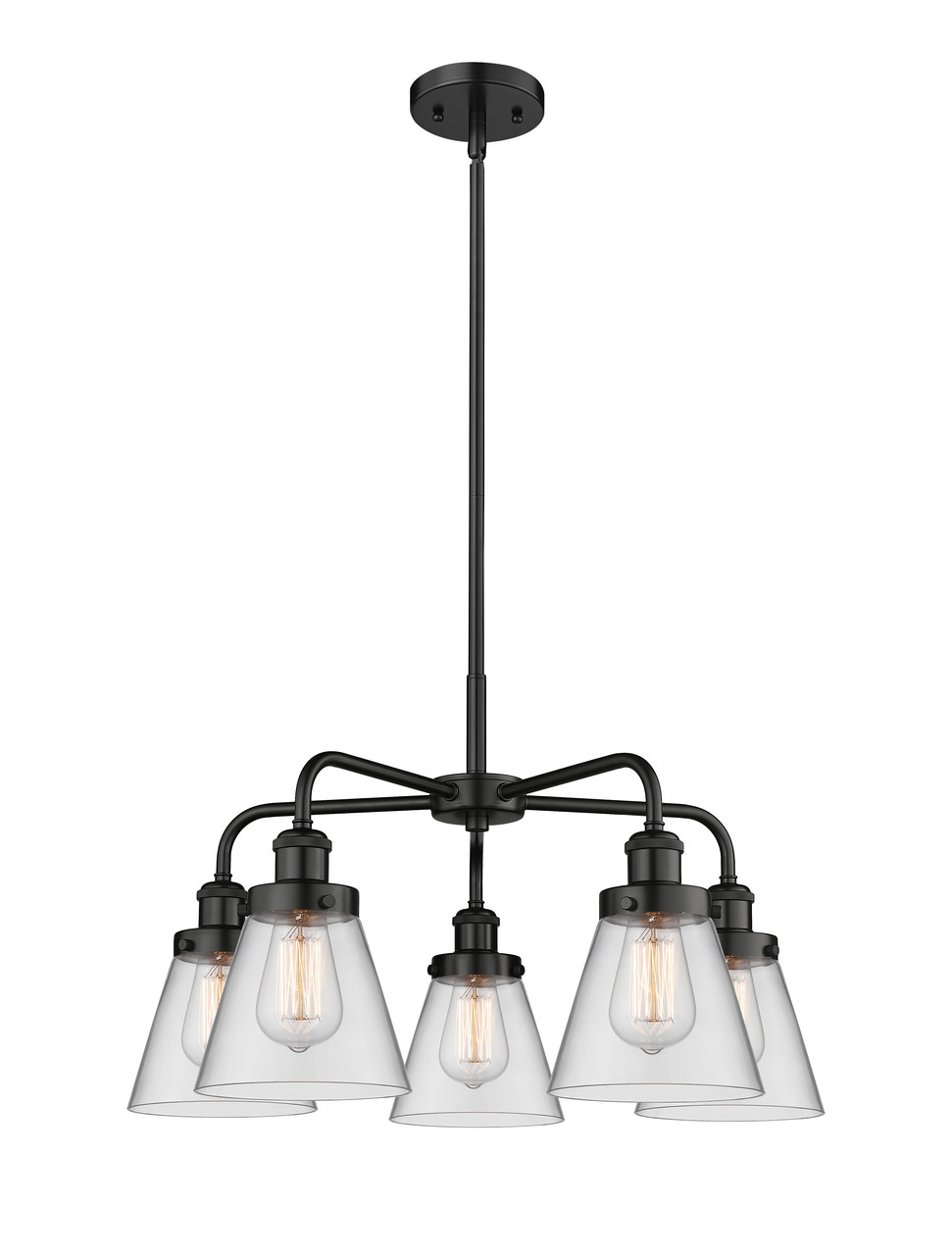 INNOVATIONS 916-5CR-BK-G62 Cone 5 24.25 inch Chandelier Matte Black
