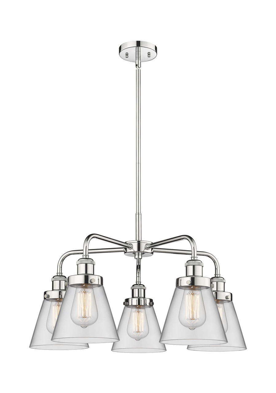 INNOVATIONS 916-5CR-PC-G62 Cone 5 24.25 inch Chandelier Polished Chrome