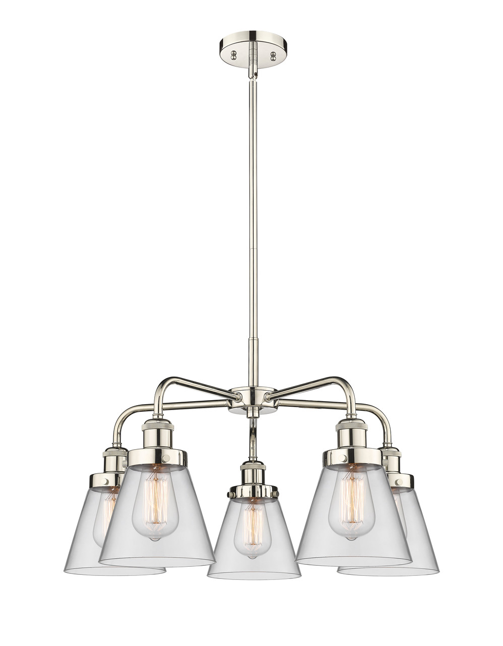 INNOVATIONS 916-5CR-PN-G62 Cone 5 24.25 inch Chandelier Polished Nickel