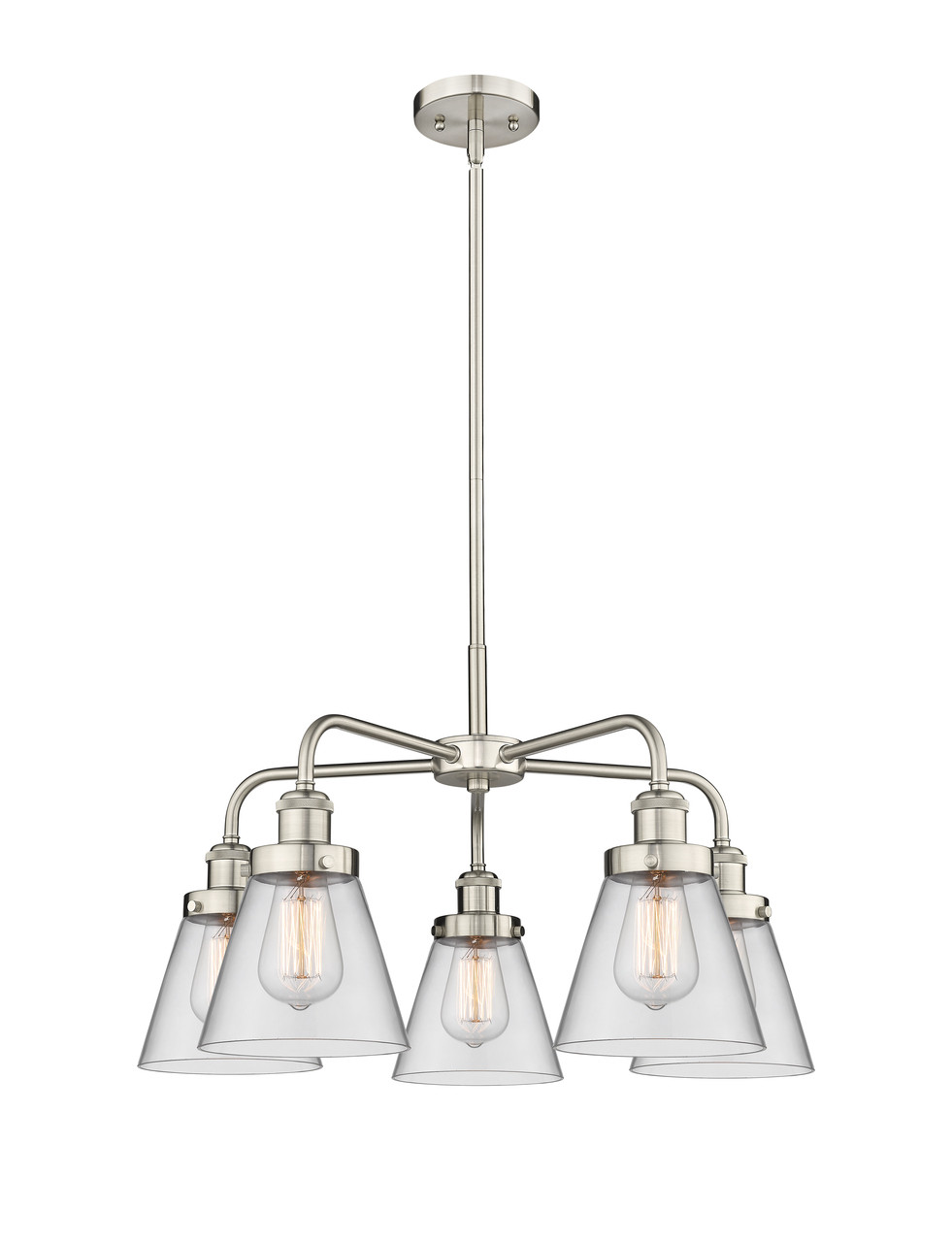 INNOVATIONS 916-5CR-SN-G62 Cone 5 24.25 inch Chandelier Satin Nickel