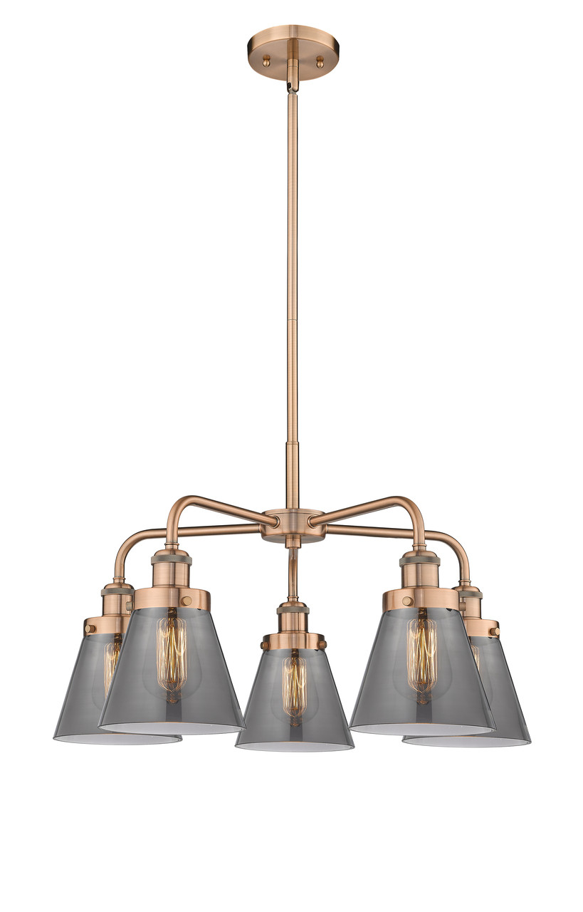 INNOVATIONS 916-5CR-AC-G63 Cone 5 24.25 inch Chandelier Antique Copper