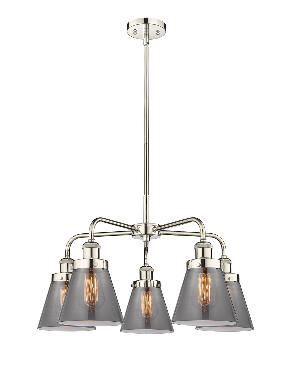 INNOVATIONS 916-5CR-PN-G63 Cone 5 24.25 inch Chandelier Polished Nickel