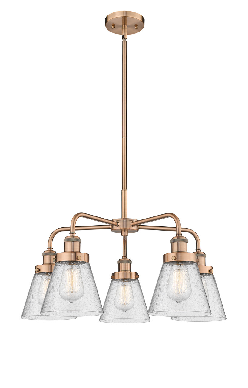 INNOVATIONS 916-5CR-AC-G64 Cone 5 24.25 inch Chandelier Antique Copper