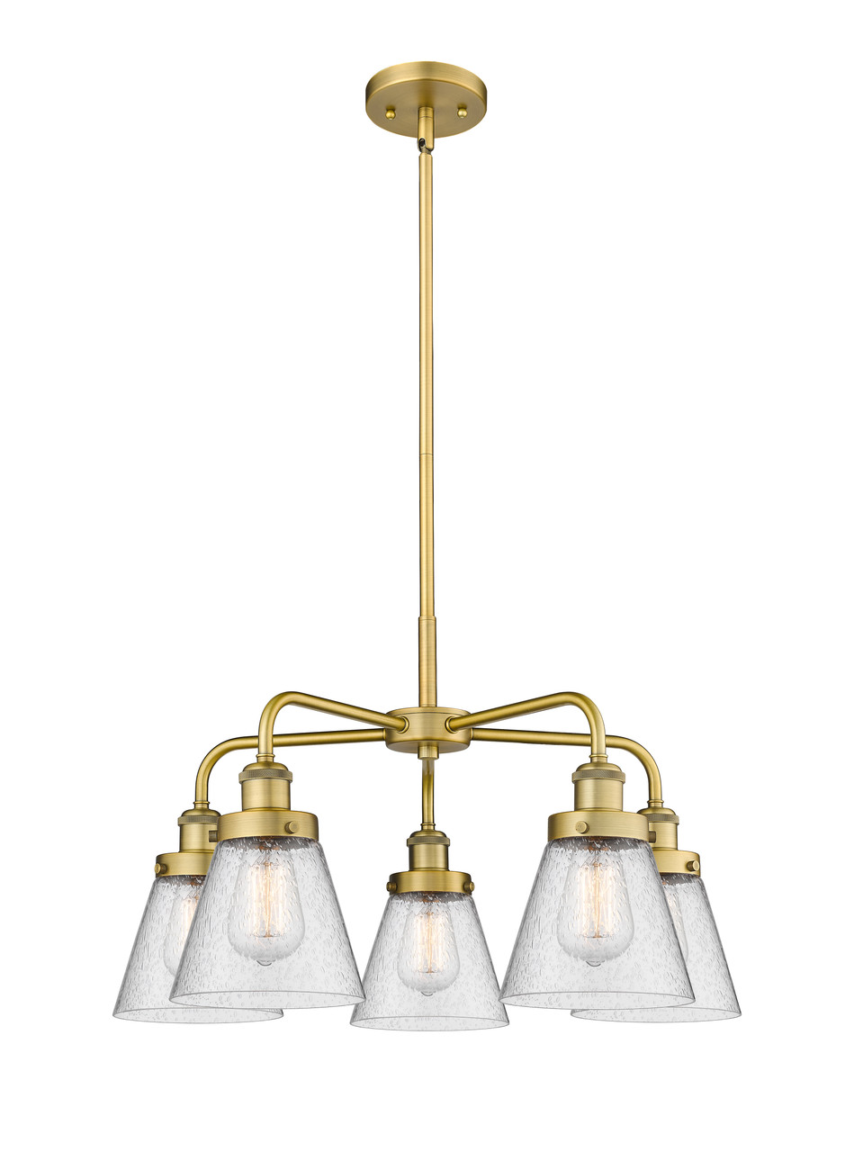 INNOVATIONS 916-5CR-BB-G64 Cone 5 24.25 inch Chandelier Brushed Brass