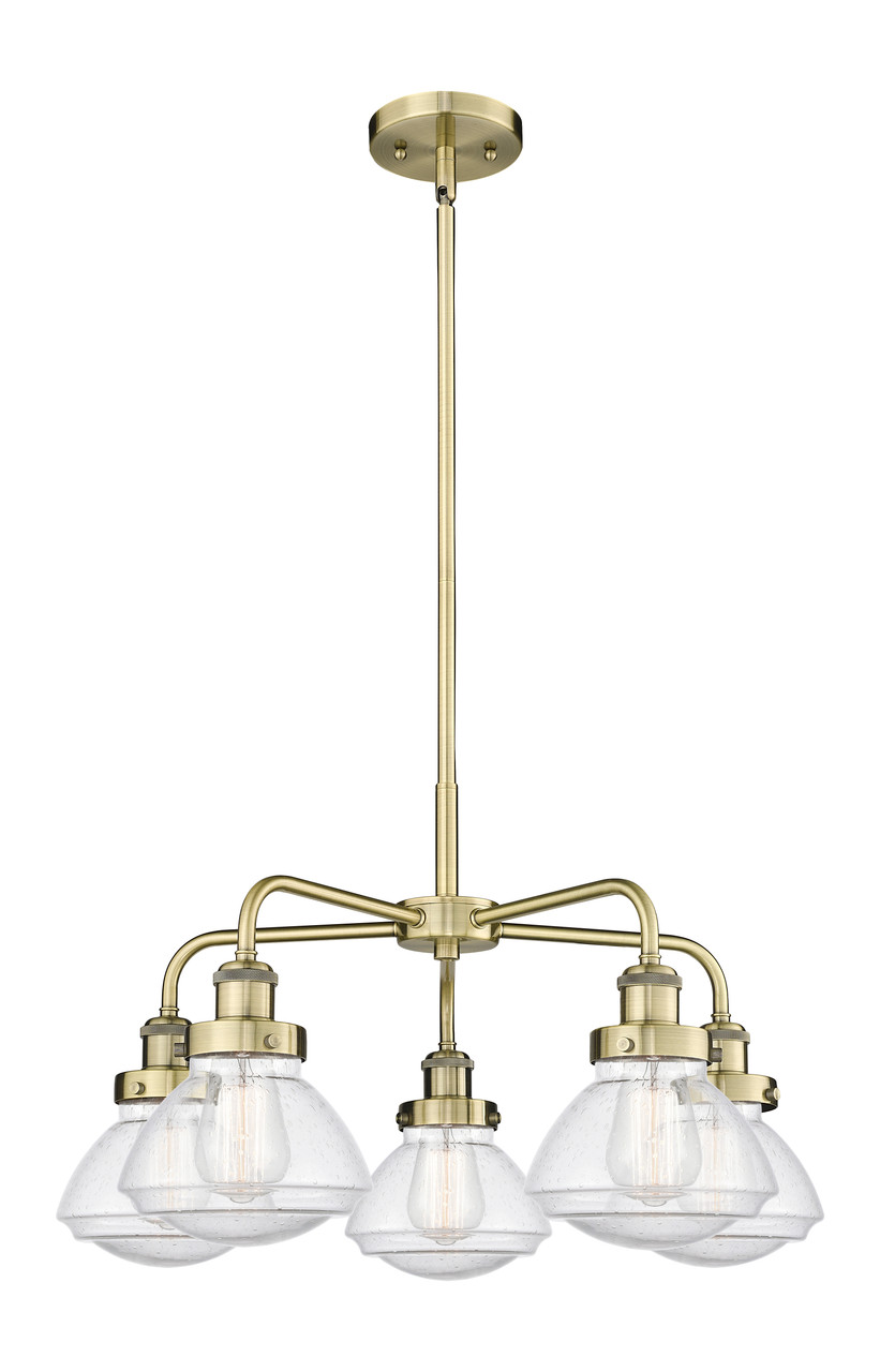 INNOVATIONS 916-5CR-AB-G324 Olean 5 24.5 inch Chandelier Antique Brass