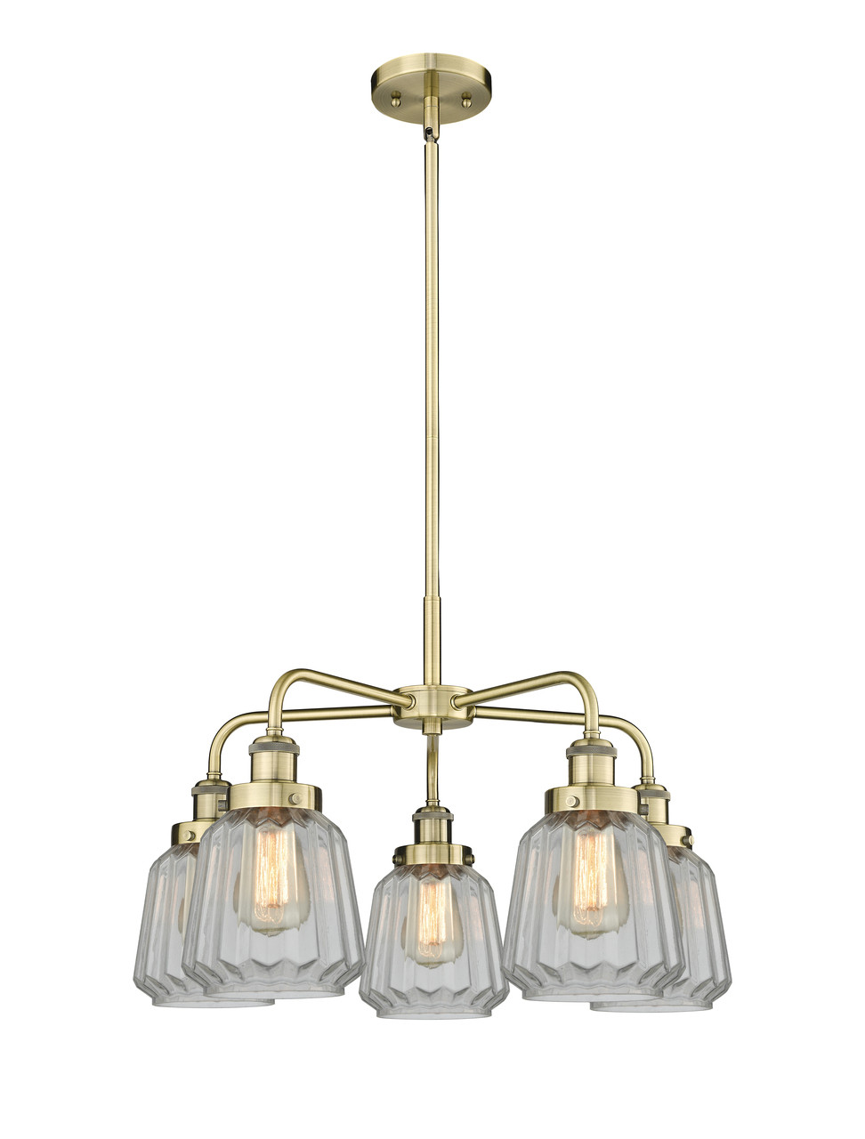 INNOVATIONS 916-5CR-AB-G142 Chatham 5 24.5 inch Chandelier Antique Brass