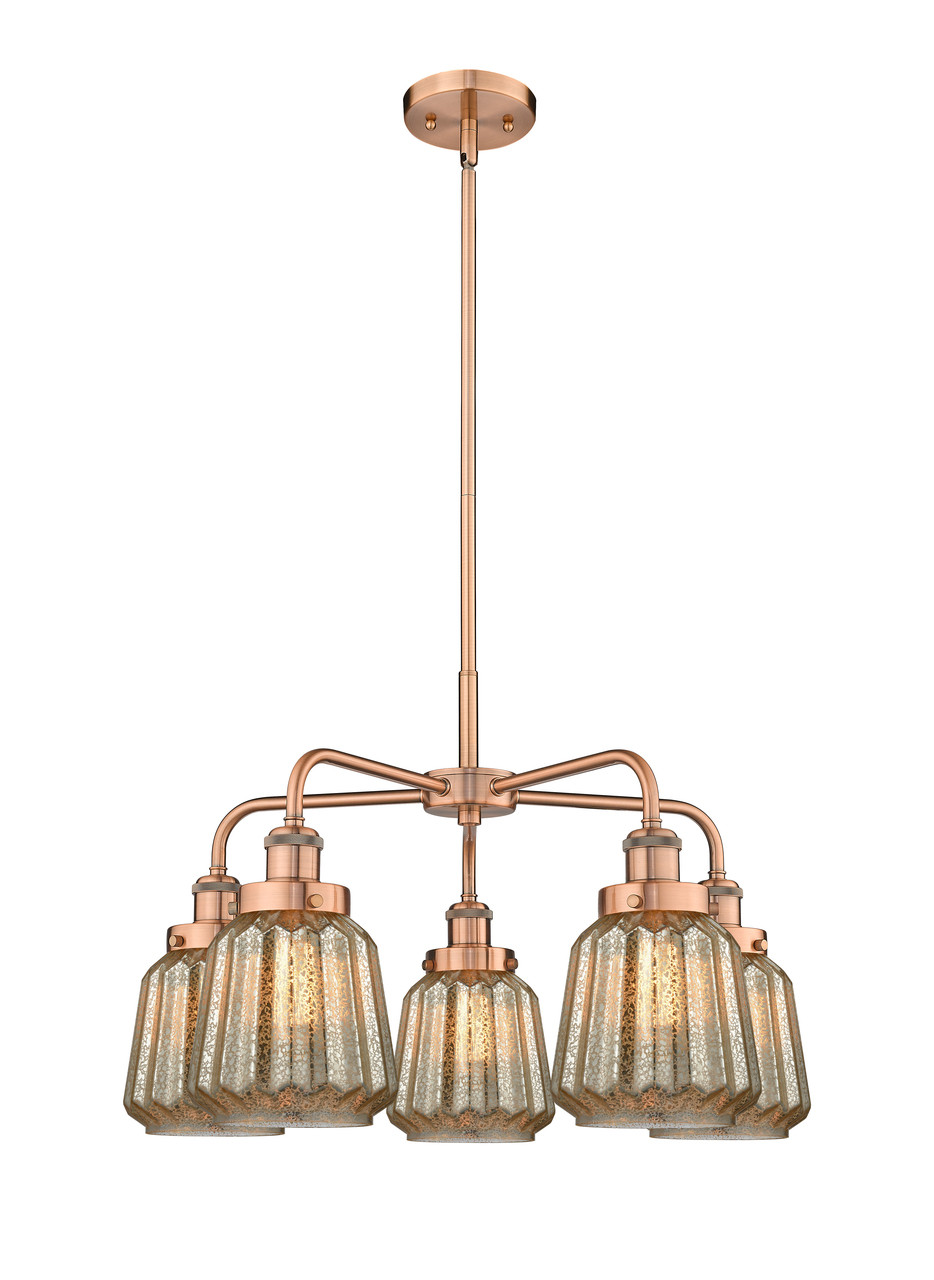 INNOVATIONS 916-5CR-AC-G146 Chatham 5 24.5 inch Chandelier Antique Copper
