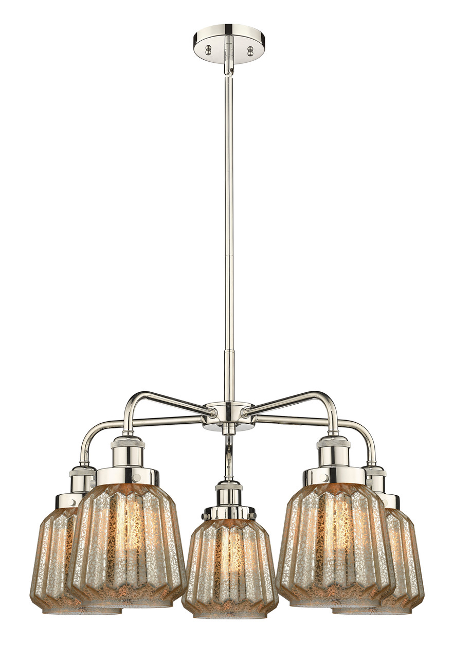 INNOVATIONS 916-5CR-PN-G146 Chatham 5 24.5 inch Chandelier Polished Nickel