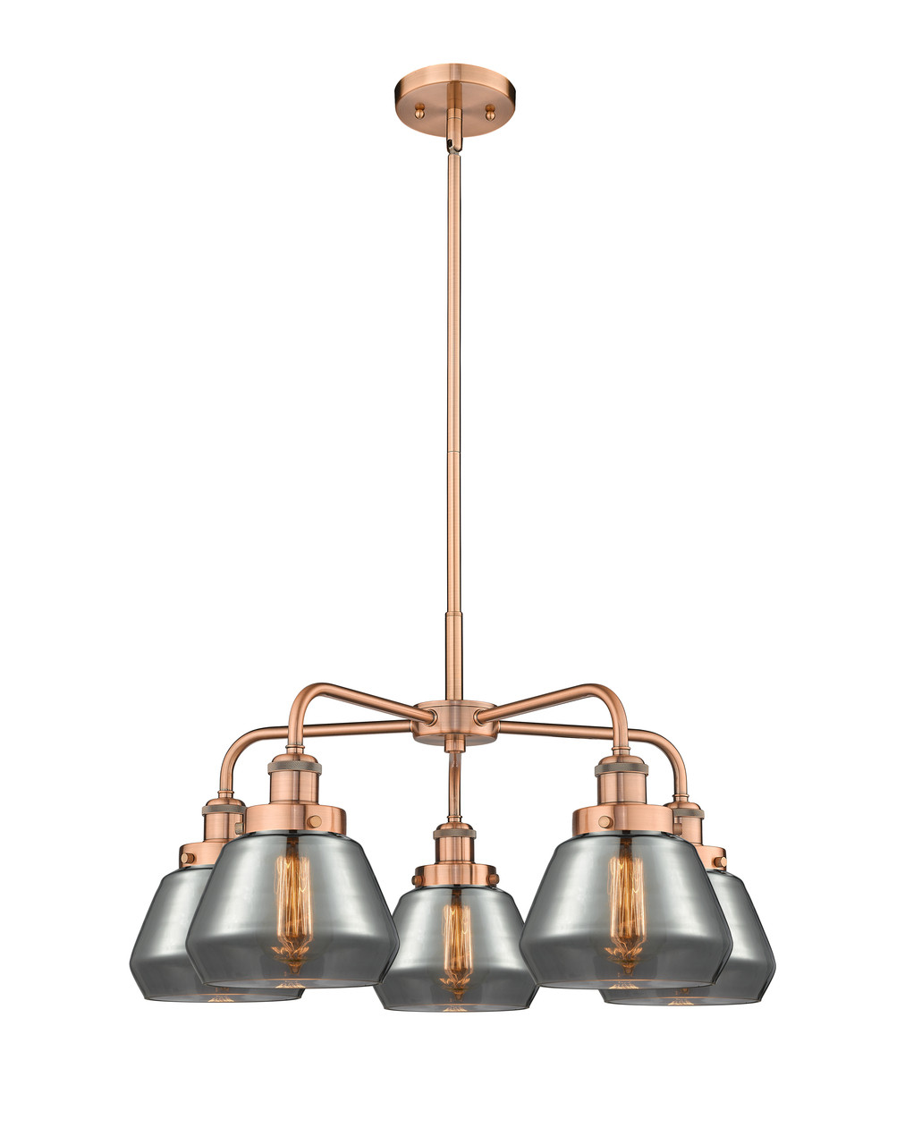 INNOVATIONS 916-5CR-AC-G173 Fulton 5 24.5 inch Chandelier Antique Copper