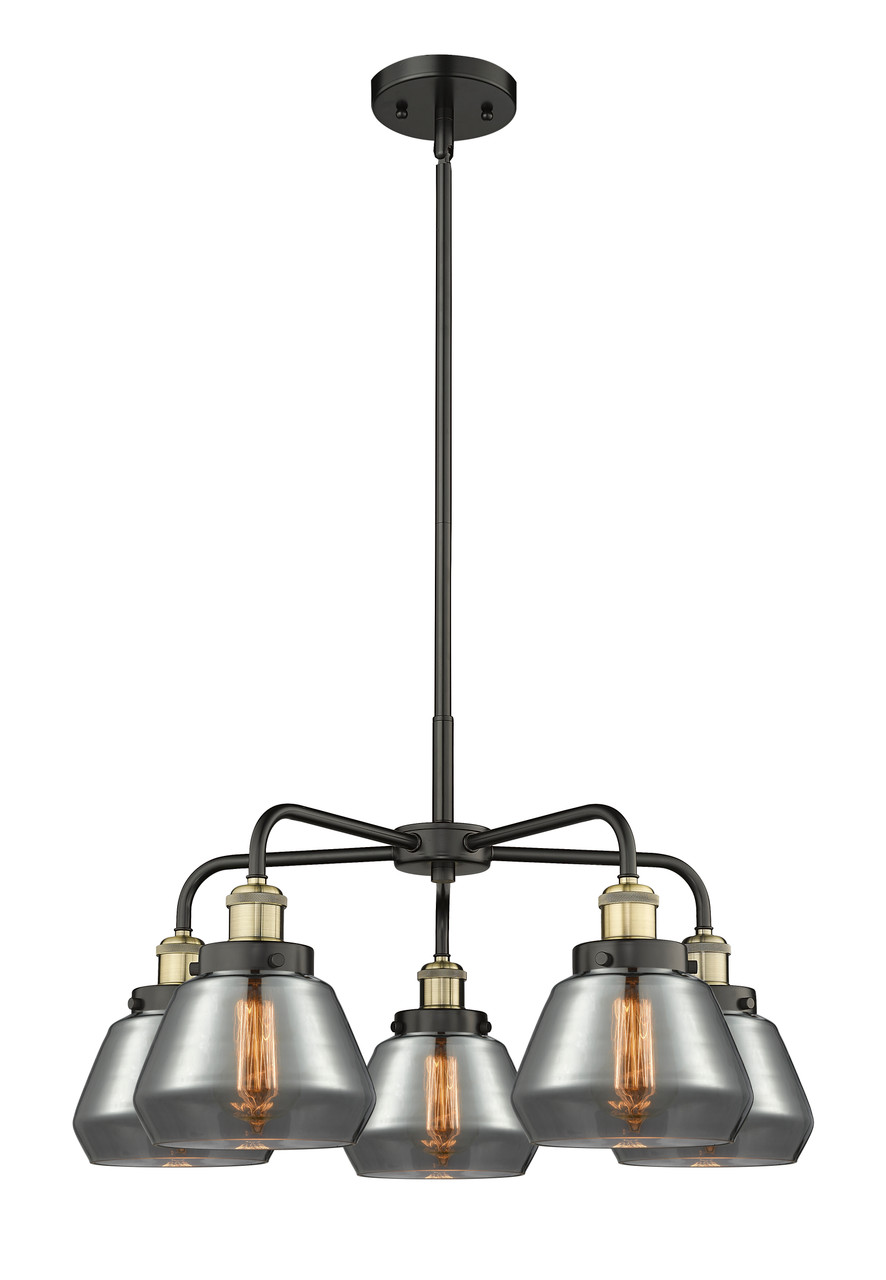INNOVATIONS 916-5CR-BAB-G173 Fulton 5 24.5 inch Chandelier Black Antique Brass