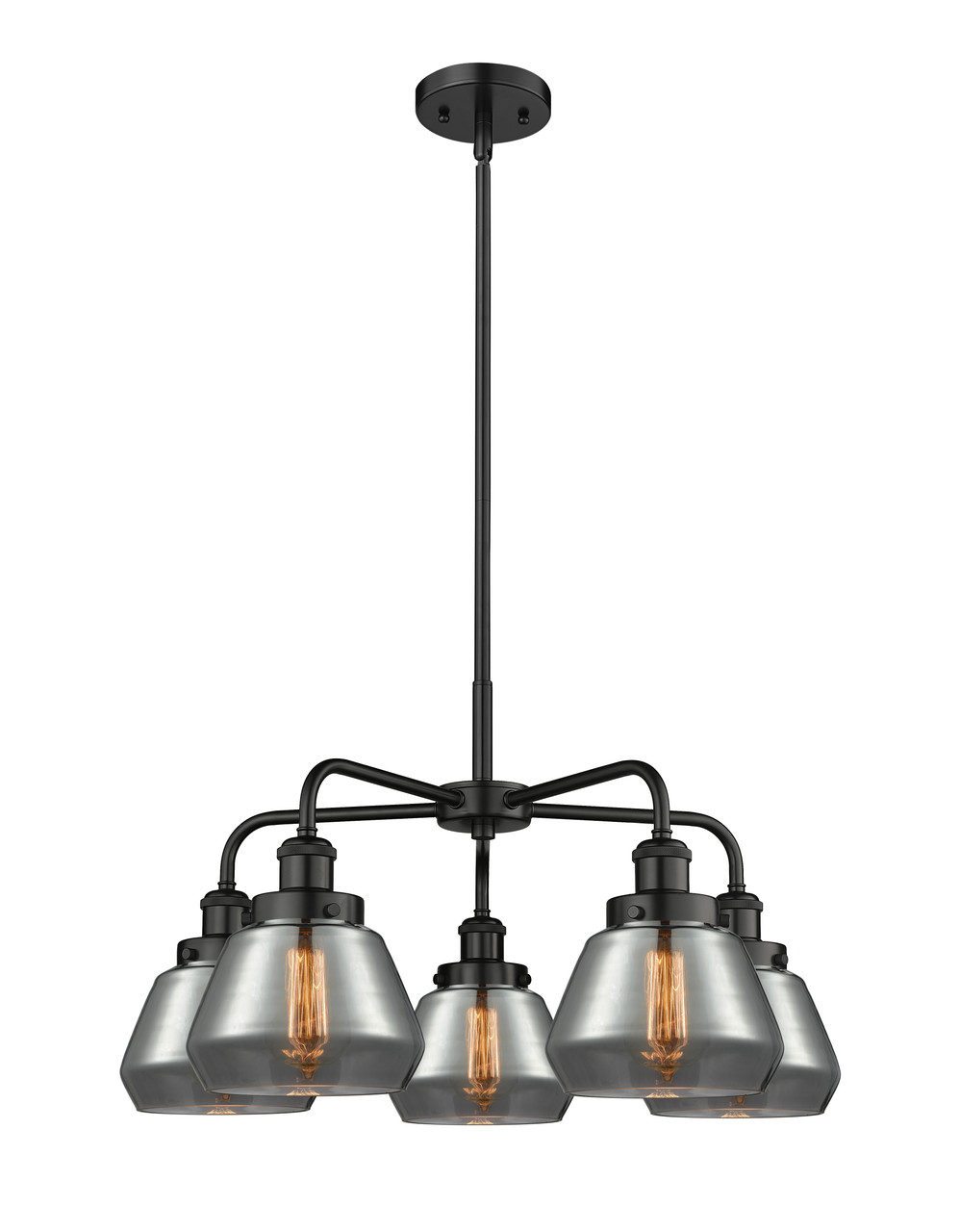 INNOVATIONS 916-5CR-BK-G173 Fulton 5 24.5 inch Chandelier Matte Black