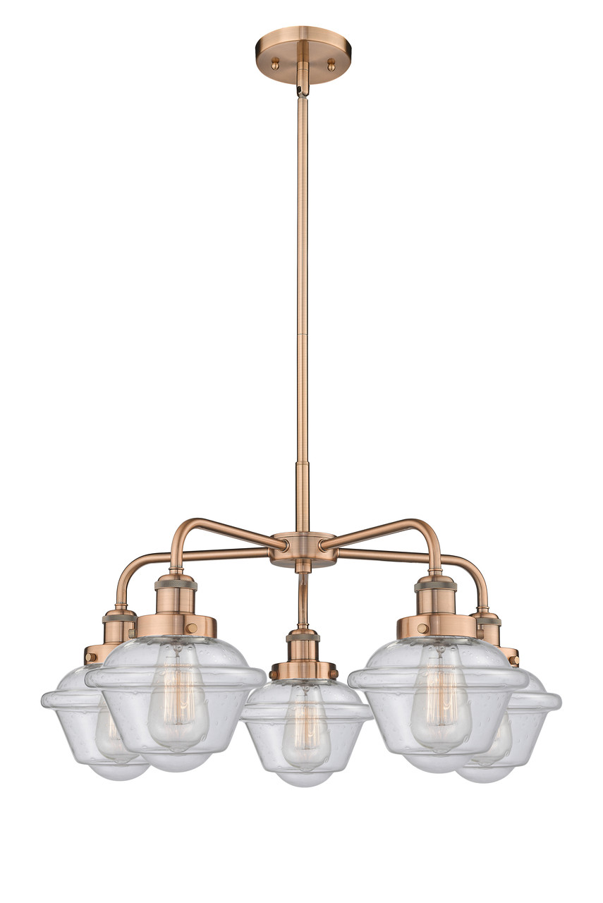 INNOVATIONS 916-5CR-AC-G534 Oxford 5 24.5 inch Chandelier Antique Copper