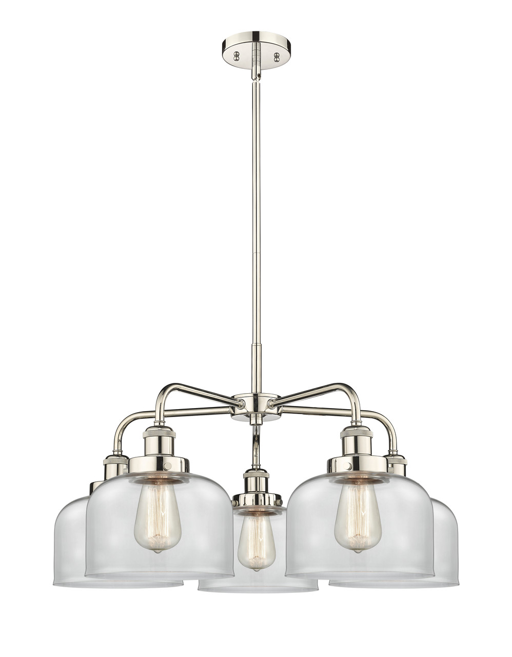 INNOVATIONS 916-5CR-PN-G72 Cone 5 26 inch Chandelier Polished Nickel