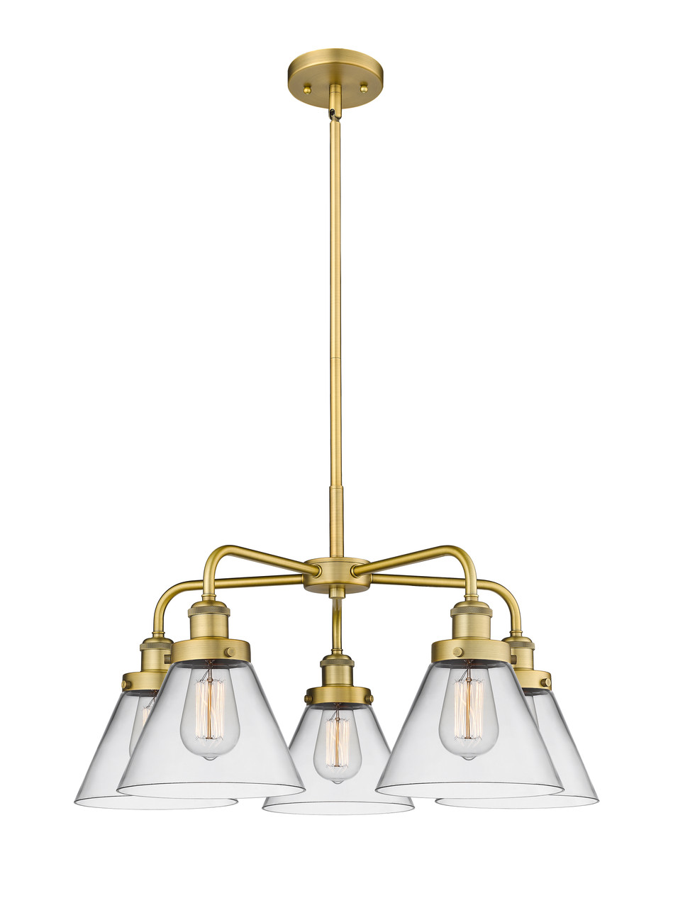 INNOVATIONS 916-5CR-BB-G42 Cone 5 25.75 inch Chandelier Brushed Brass