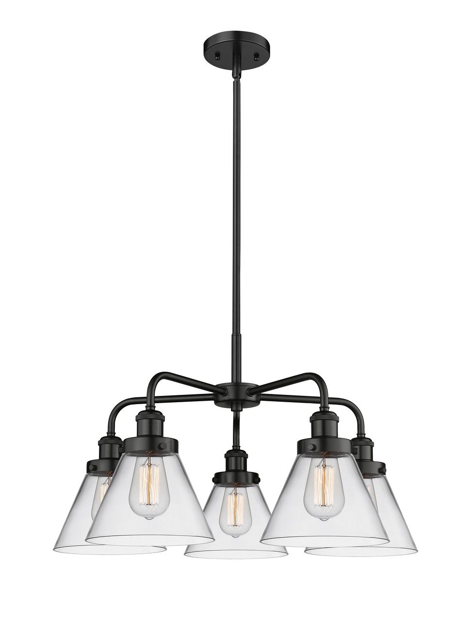 INNOVATIONS 916-5CR-BK-G42 Cone 5 25.75 inch Chandelier Matte Black