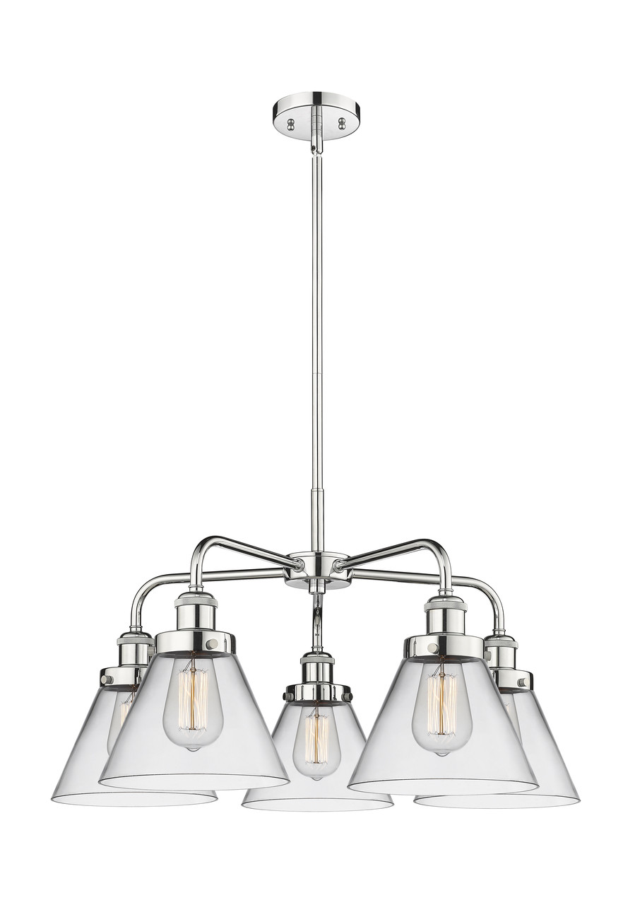 INNOVATIONS 916-5CR-PC-G42 Cone 5 25.75 inch Chandelier Polished Chrome