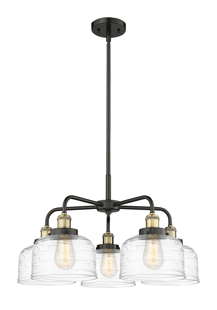 INNOVATIONS 916-5CR-BAB-G713 Bell 5 26 inch Chandelier Black Antique Brass