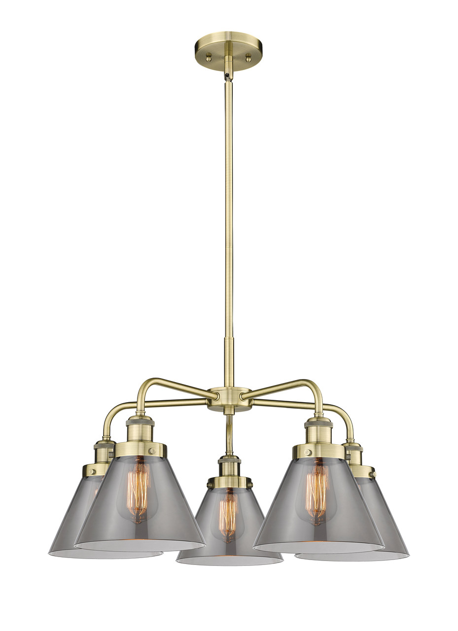 INNOVATIONS 916-5CR-AB-G43 Cone 5 25.75 inch Chandelier Antique Brass