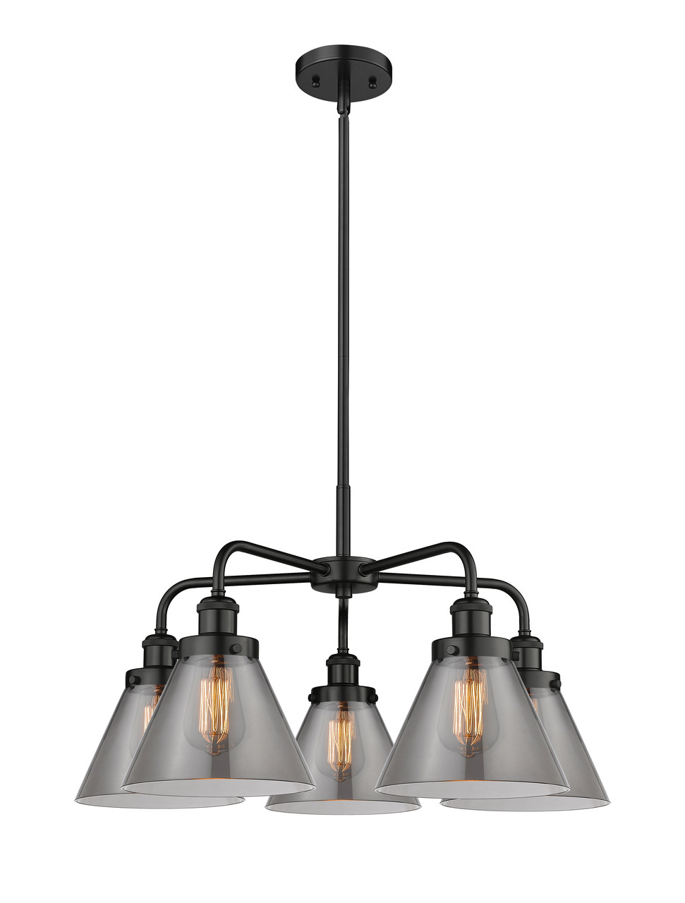 INNOVATIONS 916-5CR-BK-G43 Cone 5 25.75 inch Chandelier Matte Black