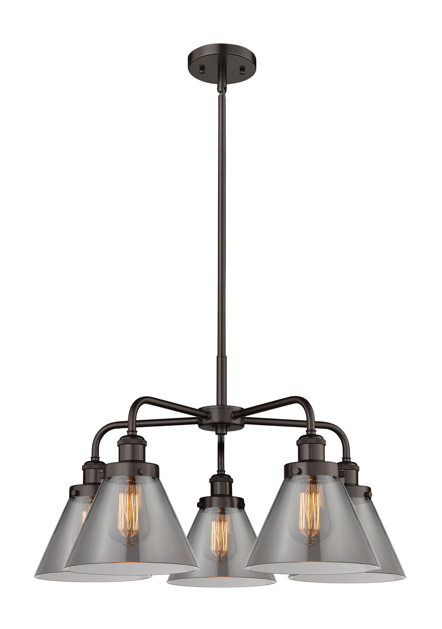 INNOVATIONS 916-5CR-OB-G43 Cone 5 25.75 inch Chandelier Oil Rubbed Bronze