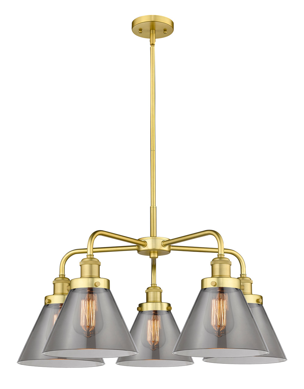 INNOVATIONS 916-5CR-SG-G43 Cone 5 25.75 inch Chandelier Satin Gold