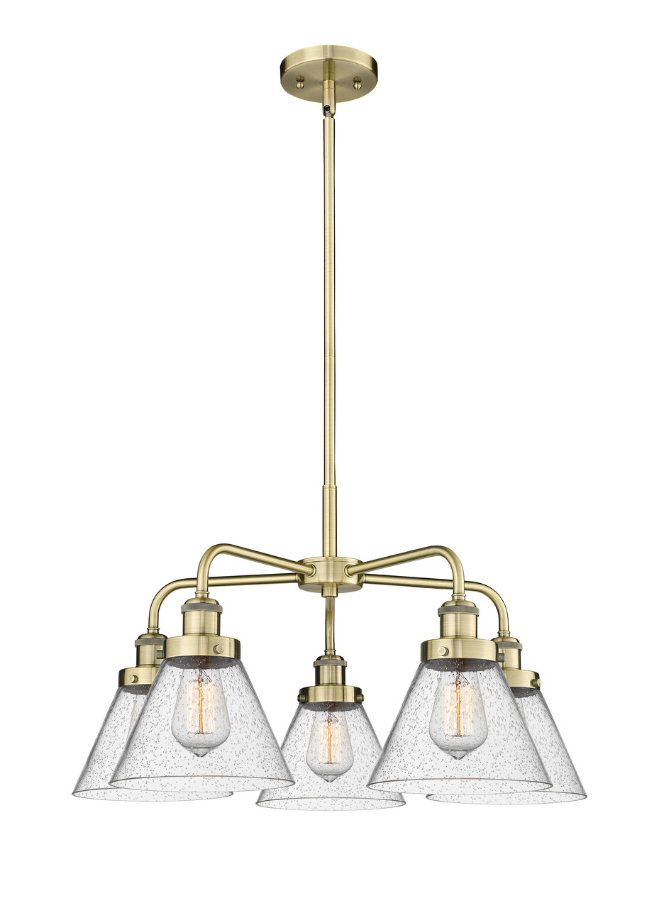 INNOVATIONS 916-5CR-AB-G44 Cone 5 25.75 inch Chandelier Antique Brass