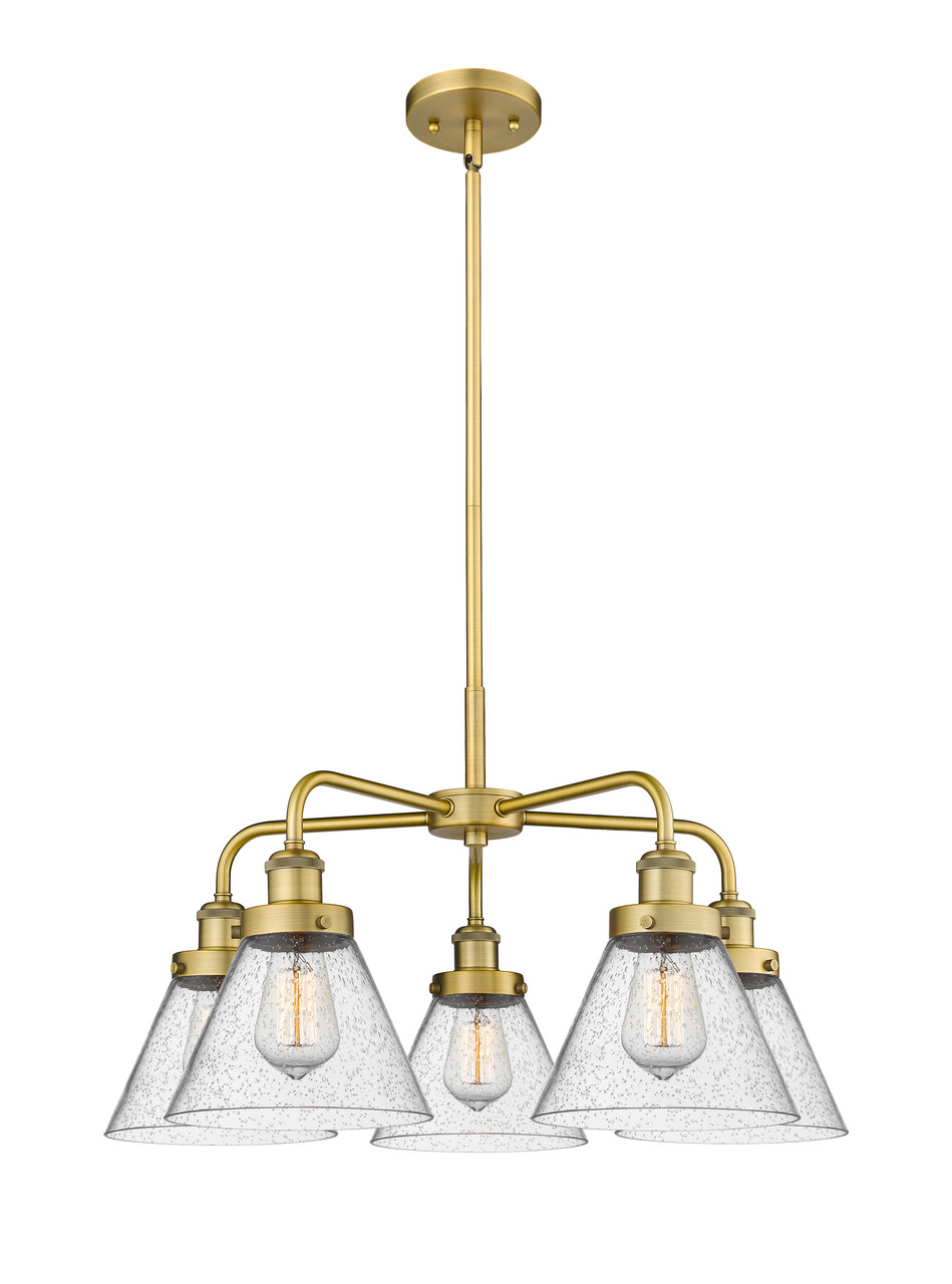 INNOVATIONS 916-5CR-BB-G44 Cone 5 25.75 inch Chandelier Brushed Brass