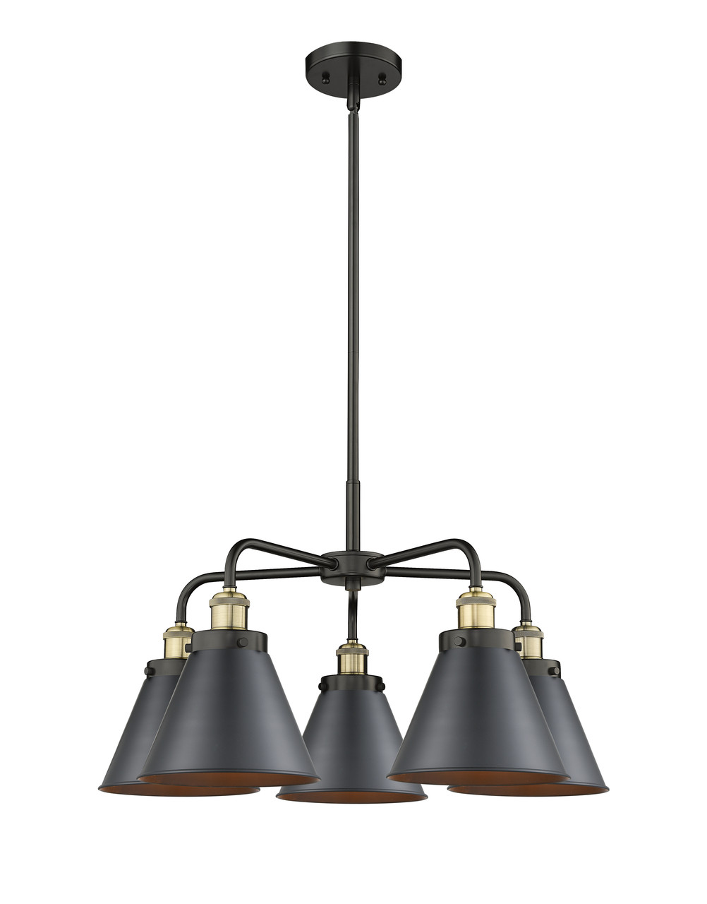 INNOVATIONS 916-5CR-BAB-M13-BK Ballston Urban 5 26 inch Chandelier Black Antique Brass