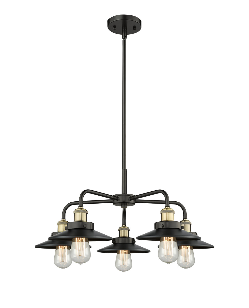 INNOVATIONS 916-5CR-BAB-M6-BK Ballston Urban 5 26 inch Chandelier Black Antique Brass