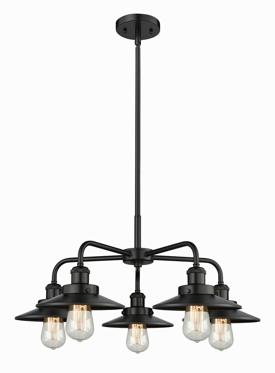 INNOVATIONS 916-5CR-BK-M6-BK Ballston Urban 5 26 inch Chandelier Matte Black
