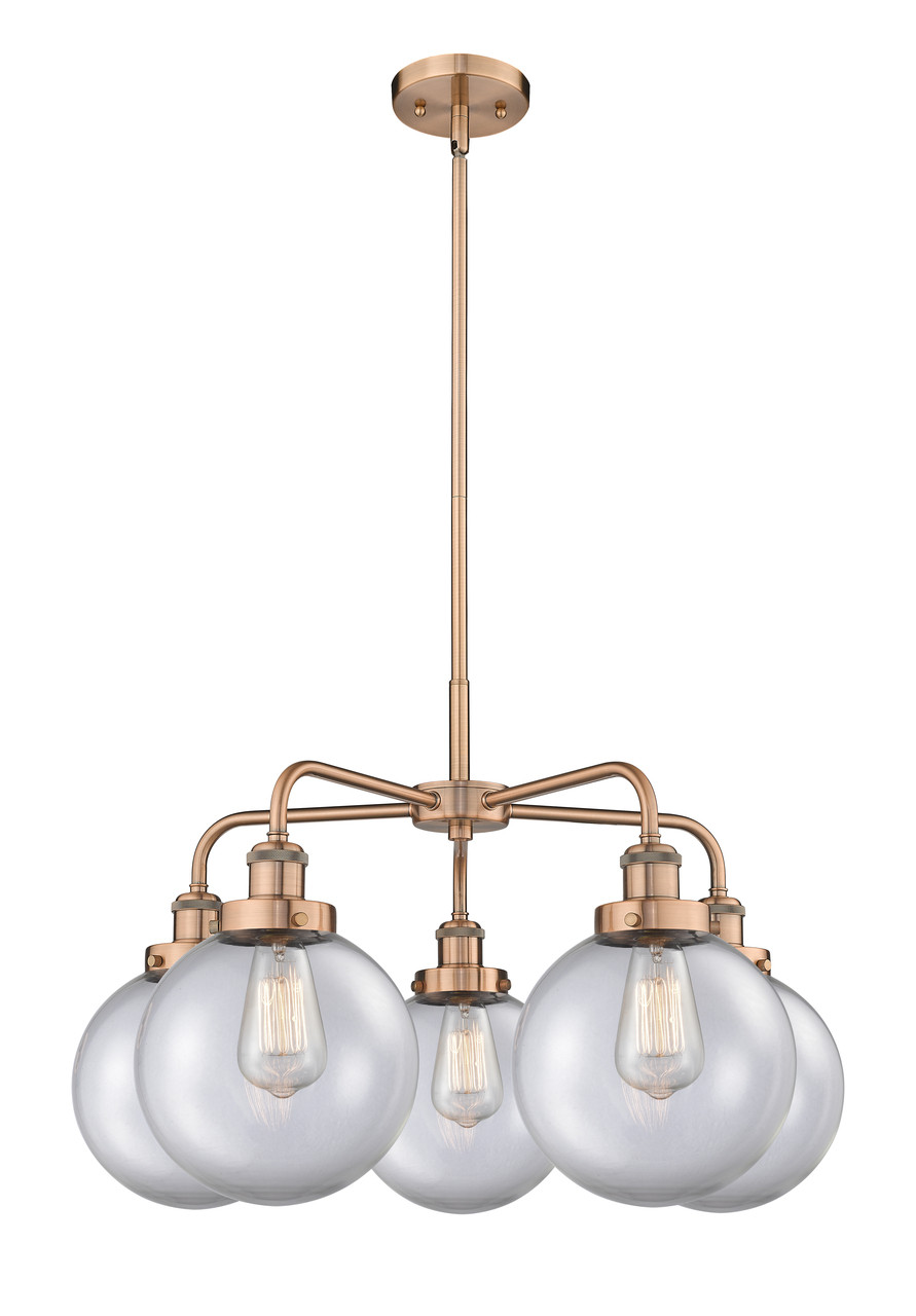 INNOVATIONS 916-5CR-AC-G202-8 Whitney 5 26 inch Chandelier Antique Copper