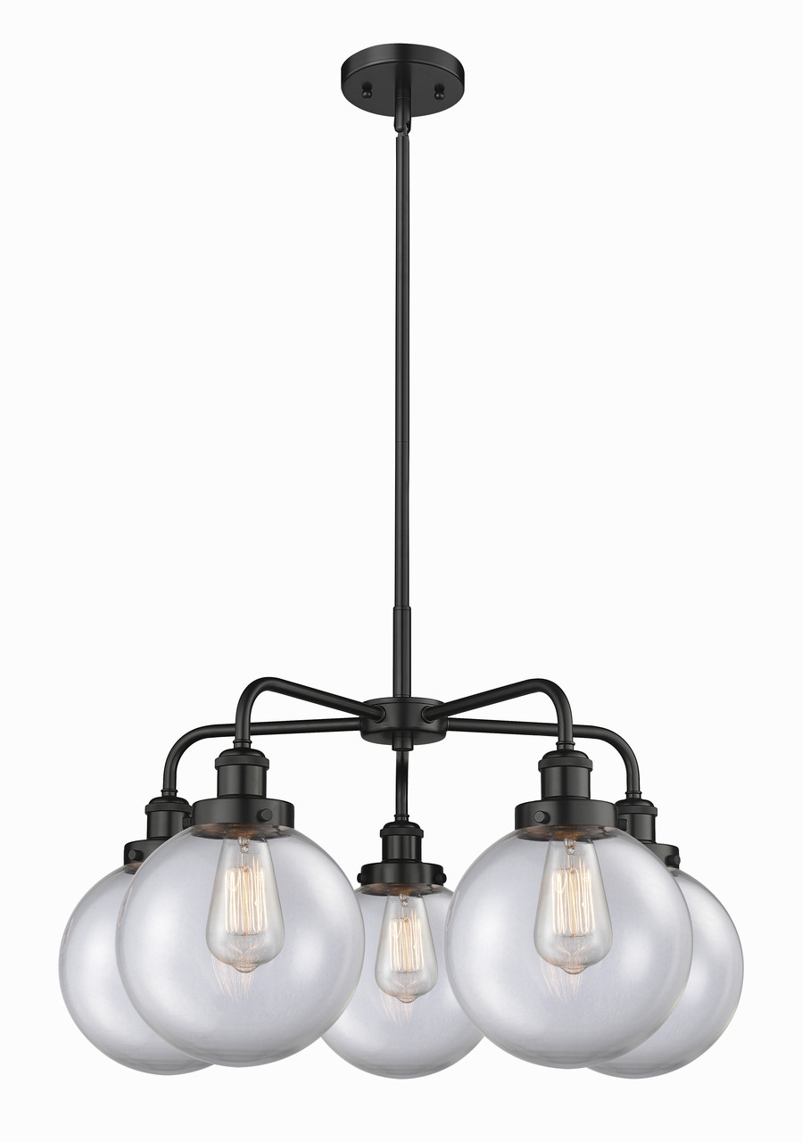 INNOVATIONS 916-5CR-BK-G202-8 Whitney 5 26 inch Chandelier Matte Black