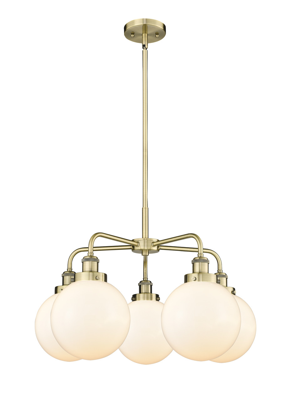 INNOVATIONS 916-5CR-AB-G201-8 Beacon 5 26 inch Chandelier Antique Brass