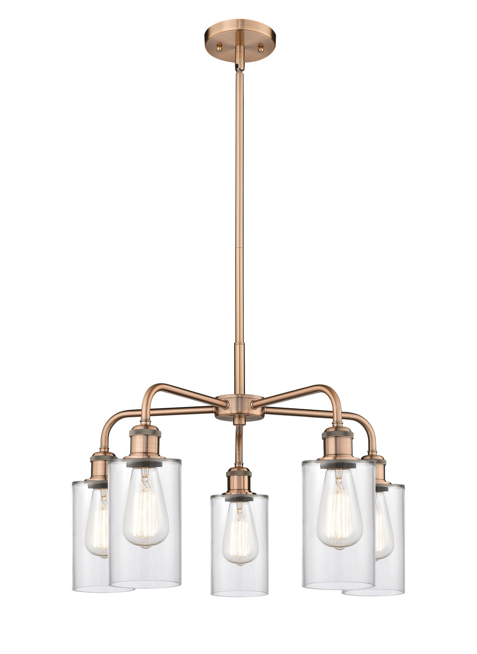 INNOVATIONS 516-5CR-AC-G802 Clymer 5 21.875 inch Chandelier Antique Copper