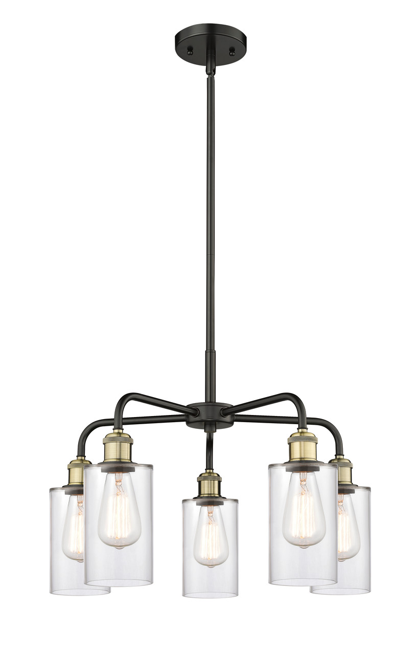 INNOVATIONS 516-5CR-BAB-G802 Clymer 5 21.875 inch Chandelier Black Antique Brass