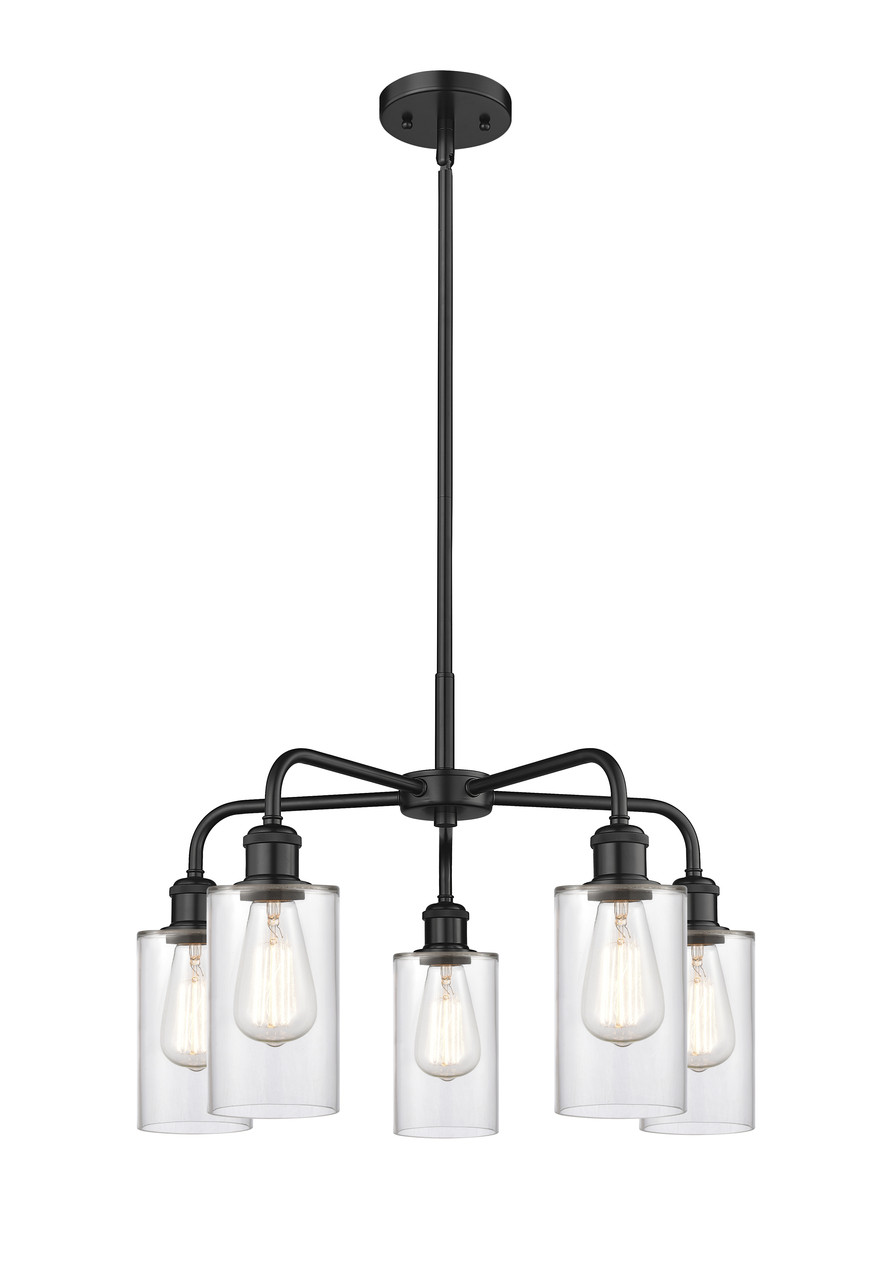 INNOVATIONS 516-5CR-BK-G802 Clymer 5 21.875 inch Chandelier Matte Black