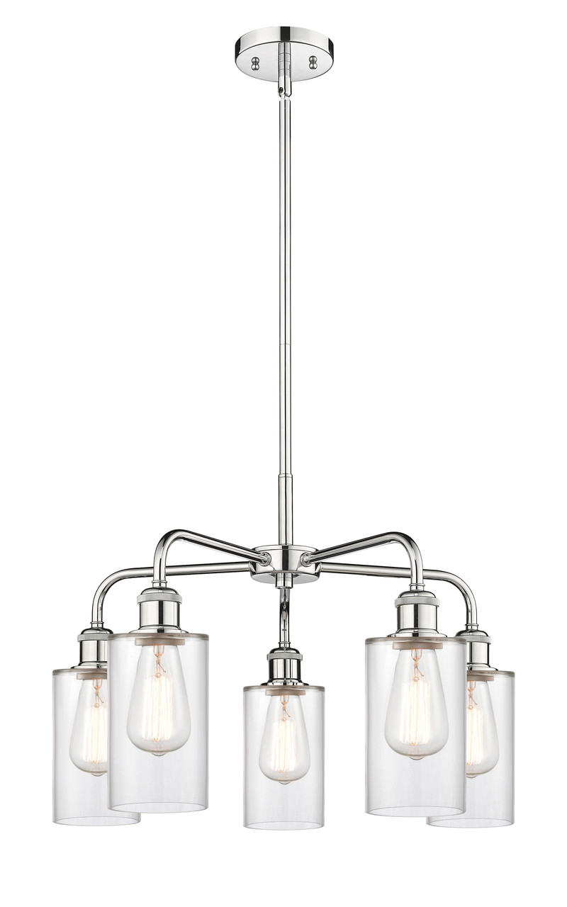 INNOVATIONS 516-5CR-PC-G802 Clymer 5 21.875 inch Chandelier Polished Chrome