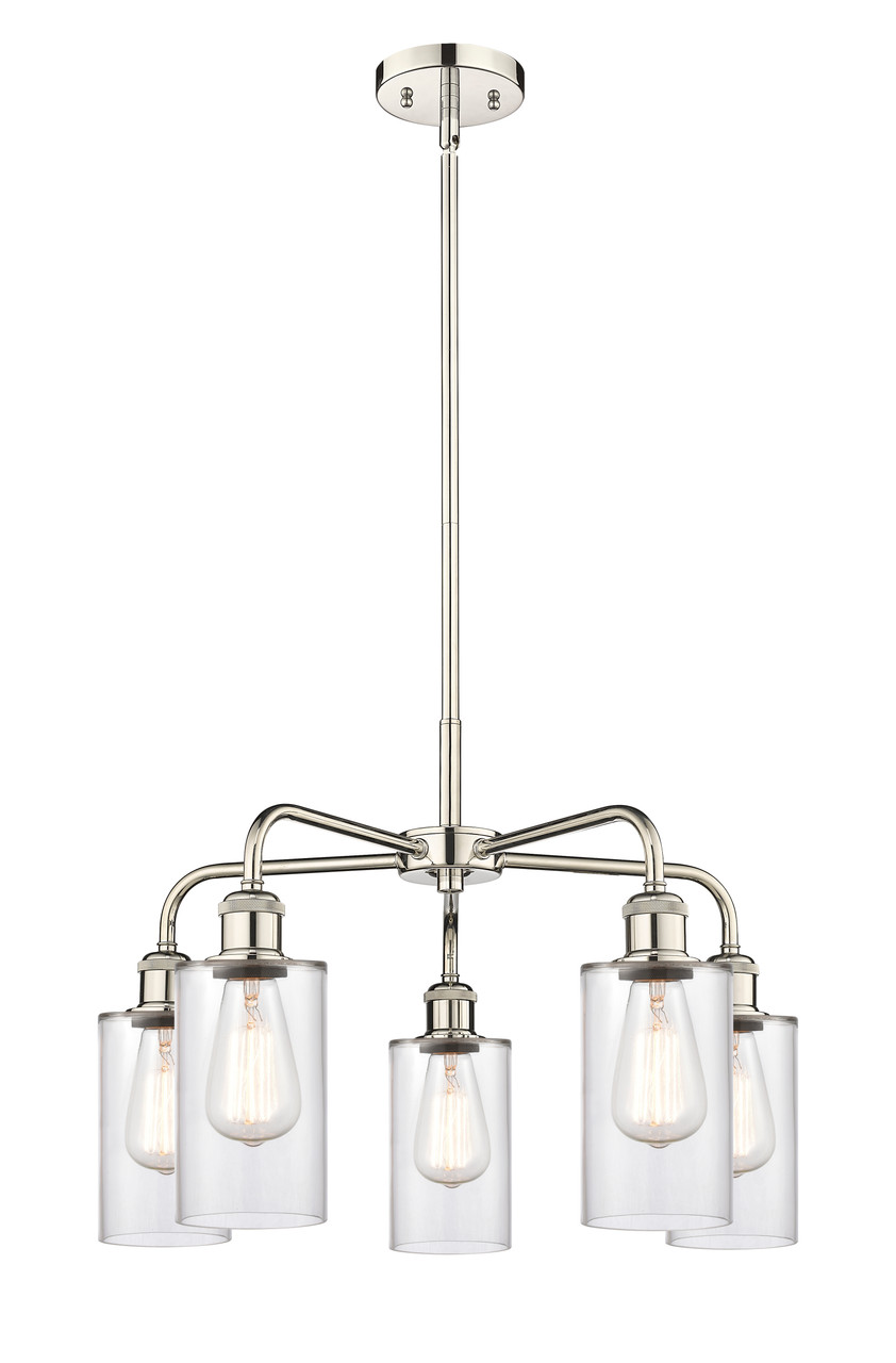 INNOVATIONS 516-5CR-PN-G802 Clymer 5 21.875 inch Chandelier Polished Nickel