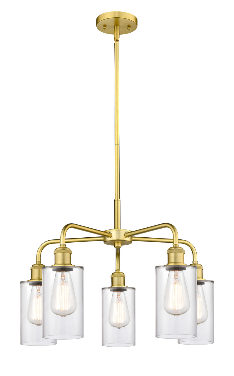 INNOVATIONS 516-5CR-SG-G802 Clymer 5 21.875 inch Chandelier Satin Gold