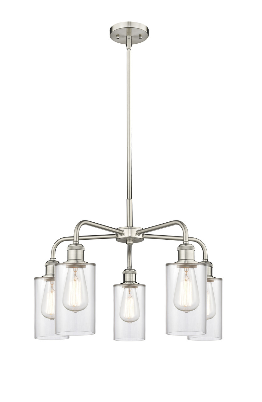 INNOVATIONS 516-5CR-SN-G802 Clymer 5 21.875 inch Chandelier Satin Nickel