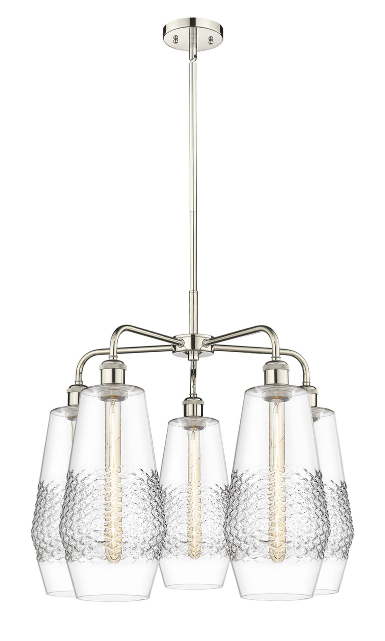 INNOVATIONS 516-5CR-PN-G682-7 Windham 5 25 inch Chandelier Polished Nickel