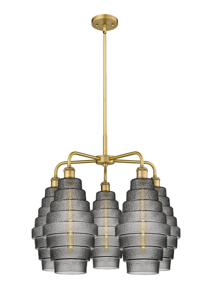 INNOVATIONS 516-5CR-BB-G673-8 Cascade 5 26 inch Chandelier Brushed Brass