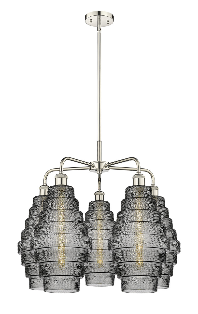 INNOVATIONS 516-5CR-PN-G673-8 Cascade 5 26 inch Chandelier Polished Nickel